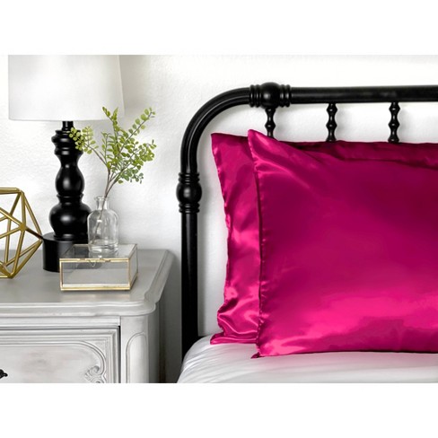 Morning Glamour Standard Satin Solid Pillowcase Set Fuchsia