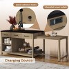PAGED Extendable Kitchen Island with Storage, Retro Kitchen Cart with Built-In Power Outlets, Drawers and Open Shelves for Kitchen - 2 of 4
