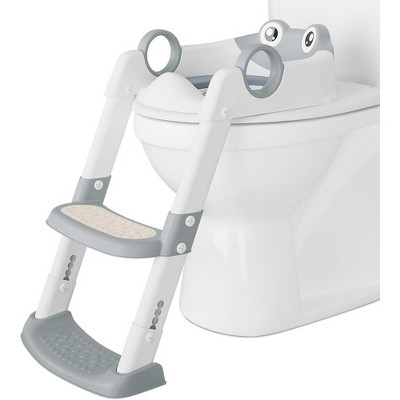Whizmax Potty Training Seat with Step Stool Ladder for Toddlers as a Potty Training Toilet Anti-Slip Safe Pads Adjustable Height Legs, Gray