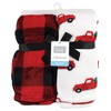 Hudson Baby Unisex Baby Silky Plush and Coral Fleece Blanket, Christmas Tree Truck, 30x36 inches - 2 of 4