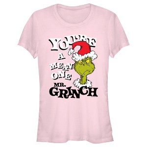 Junior's Dr. Seuss Christmas Grinch You're a Mean One Portrait T-Shirt - 1 of 4