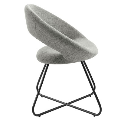 32" Black Light Gray Velvet Upholstered Side Chair with Metal Legs