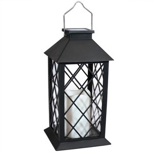 Sunnydaze Outdoor Concord Hanging Tabletop Solar LED Rustic Farmhouse Decorative Candle Lantern - 11" - 1 of 4