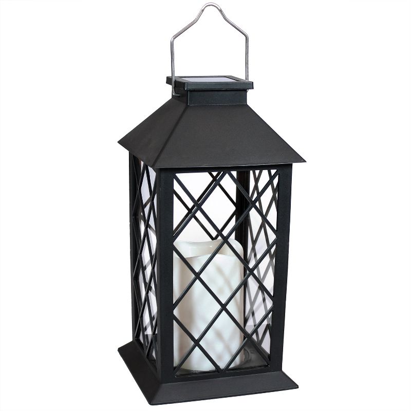 Sunnydaze Outdoor Concord Hanging Tabletop Solar LED Rustic Farmhouse Decorative Candle Lantern - 11", 1 of 11