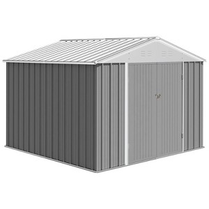 Storage Shed Outdoor with Floor Frame,Waterproof Metal Garden Sheds with Lockable Door Design and Sloping Roof,Outdoor Shed for Garden Backyard - 1 of 4