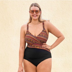 Women's Boho Chic Printed Plus Size One-Piece Swimsuit -Cupshe - 1 of 4
