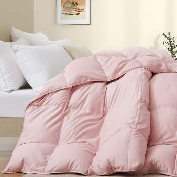 Peace Nest Medium Warmth Feather and Down Duvet Comforter Insert in Pink