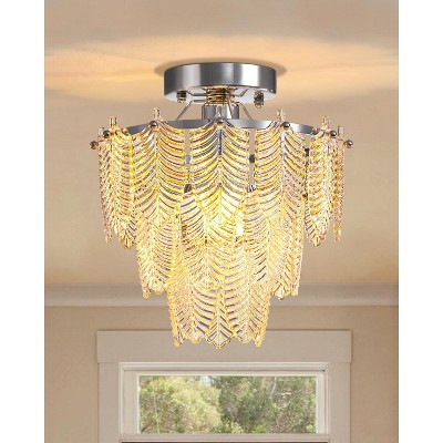 Ludomide Modern Mini Hallway Chandelier, Small Crystal Ceiling Light Fixture, Flush Mount for Closet, Bedroom, Girls Room, Chrome