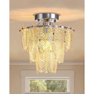 Ludomide Modern Mini Hallway Chandelier, Small Crystal Ceiling Light Fixture, Flush Mount for Closet, Bedroom, Girls Room, Chrome - 1 of 4