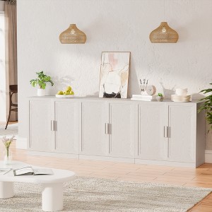 3-Set Wooden Door Sideboard Buffet Storage Cabinets with Adjustable Shelves - 93"Lx31"H - 1 of 4