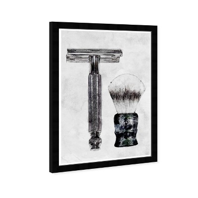 13" x 19" Clean Shave Bath and Laundry Framed Wall Art Black/White - Hatcher and Ethan: Modern Decor, Vertical Digital Art