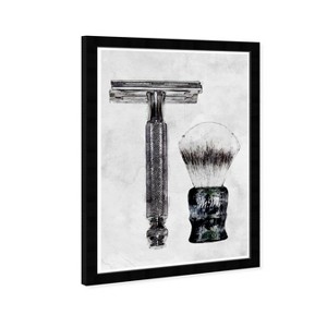 13" x 19" Clean Shave Bath and Laundry Framed Wall Art Black/White - Hatcher and Ethan: Modern Decor, Vertical Digital Art - 1 of 4