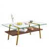 38.58" Coffee Table and 2 End Tables Set with Gray Tempered Glass Tops, MDF Layers, Modern Living Room Tables with Sturdy Iron Legs - 3 of 4