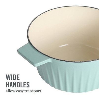 Blue Enameled Cast Iron 5-Quart Ribbed Dutch Oven