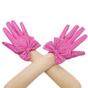 INSPIRE CHIC Women's Snap Closure Studded Bowtie Gloves - 1 of 4