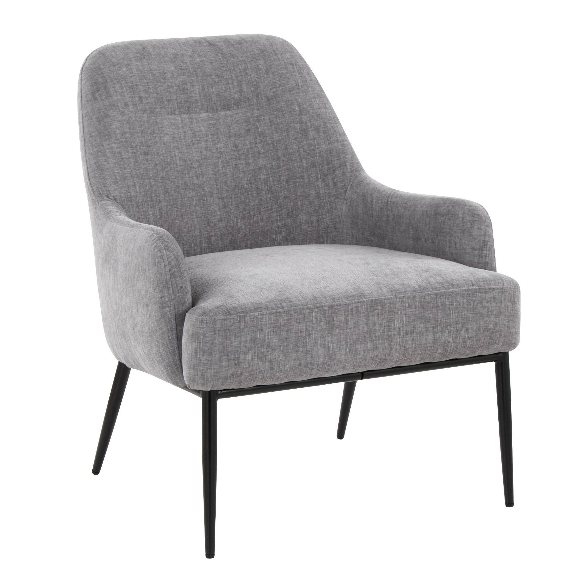 LumiSource Marcel Fabric Accent Chair Black Metal/Light Gray