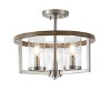 Dewdrop Industrial Semi Flush Mount Light Transparent Cylinder Shade High Transparency Glass for Dining Room Hallway - 2 of 4