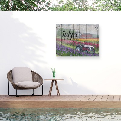 "Tractoring Through The Tulips" Outdoor Canvas