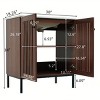 30" Vintage Bathroom Floor Cabinet With Ceramic Sink,2 Soft-Close Doors Dark Brown Bathroom Floor Cabinet With Adjustable shelf,Iron Legs-Cuddlewood - 4 of 4