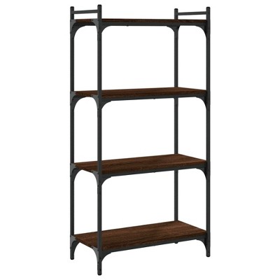 vidaXL 4-Tier Industrial Brown Oak Bookcase - Engineered Wood and Metal Frame, Spacious