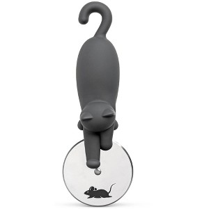 Ototo Kitty Cut Pizza Cutter: Stainless Steel Blades, Hand Wash, Hanging Storage, Black, 8.63" Height, 2.69" Length - 1 of 4