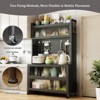 KTMBDW 64" Kitchen Pantry Storage Cabinet, 5 Tier Metal Storage Cabinet with Wheels, DIY Hole Board, Kitchen Storage Bakers Rack for Kitchen, Gray - 3 of 4
