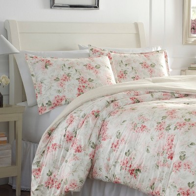 King White Cotton Reversible Floral Comforter Set