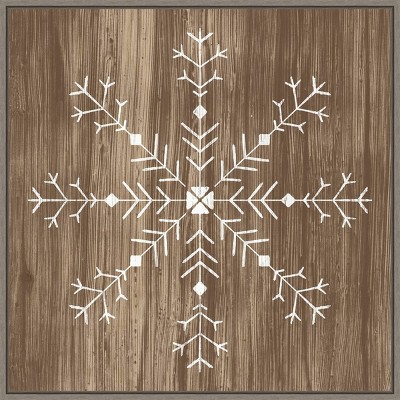 22" x 22" Barnwood Snowflake Framed Canvas Wall Art