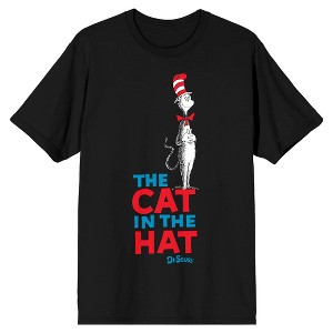 Dr. Seuss The Cat In The Hat Title Text Adult Black Crew Neck Short Sleeve T-shirt - 1 of 4