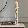 Mango Wood Candle Holder with Sculptural Chain Link Design, Modern Decorative Single Taper or Pillar Candle Stand - 2 of 4