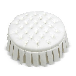 Jennifer Taylor Home Luciana Tufted Cocktail Ottoman with Skirt, Antique White Polyester - 1 of 4