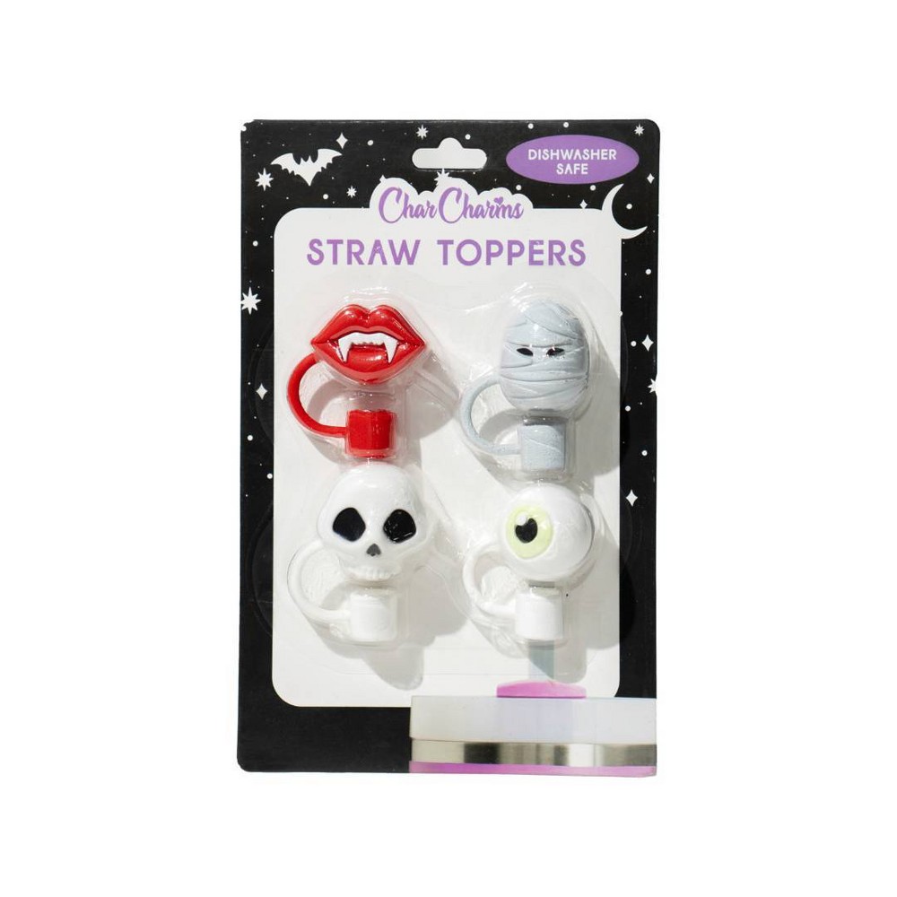 CharCharms 4pk Spooky Straw Toppers White