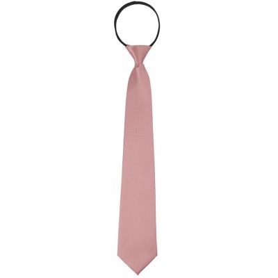 INSPIRE CHIC Men's Solid Color Satin Shine Pre-tied Knot Zipper Ties