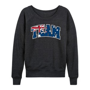 Women's - Instant Message - Team Australia Lightweight French Terry Wide Neck Long Sleeve Graphic Shirt - 1 of 4