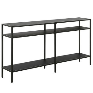 55" Black Bronze Console Table with Metal Shelves - Henn&Hart - 1 of 4