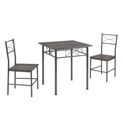 VYNXARIA 3-Piece Kitchen Dining Room Table Set Grey Chair
