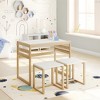 KTMBDW Kids Wood Table and Chair Set (2 Chairs Included) - Ideal for Arts & Crafts, Snack Time & More - Natural and White, 3 Piece Set - 2 of 4