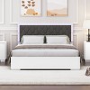 Queen Size Upholstered Bed with LED Lights, Modern Platform Bed with Velvet Headboard 4W - ModernLuxe - 2 of 4