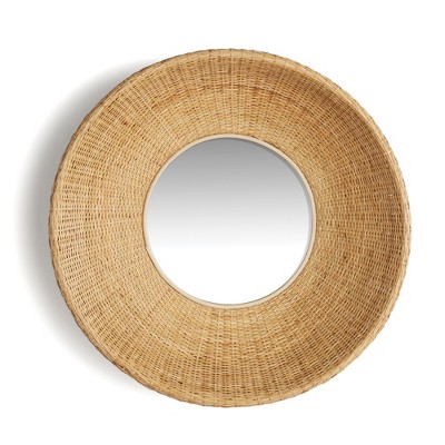Plum & Post 39.5"H x 11"D x 39.5"H Shyla Natural Framed Round Decorative Wall Mirror