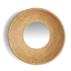 Plum & Post 39.5"H x 11"D x 39.5"H Shyla Natural Framed Round Decorative Wall Mirror - 1 of 4