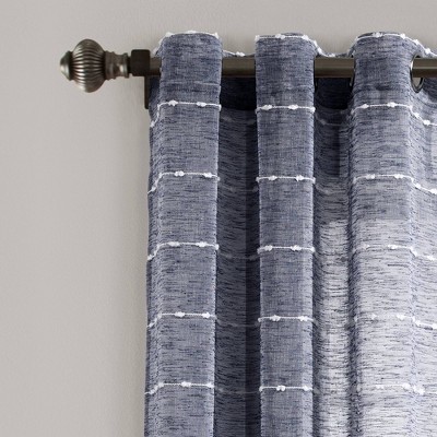 Navy Sheer Polyester Grommet Window Curtain Panels, 38" x 63"