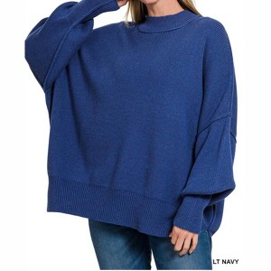 Women's Sideline Drop Shoulder Sweater - ZENANA - 1 of 3