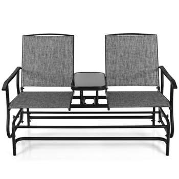 Tangkula Patio Loveseat Rocking 2 Person Outdoor Double Glider Chair With Center Table
