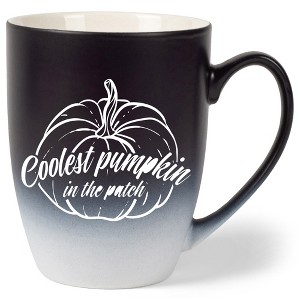 Elanze Designs Coolest Pumpkin In The Patch Two Toned Ombre Matte Black and White 12 ounce Ceramic Stoneware Coffee Cup Mug - 1 of 4