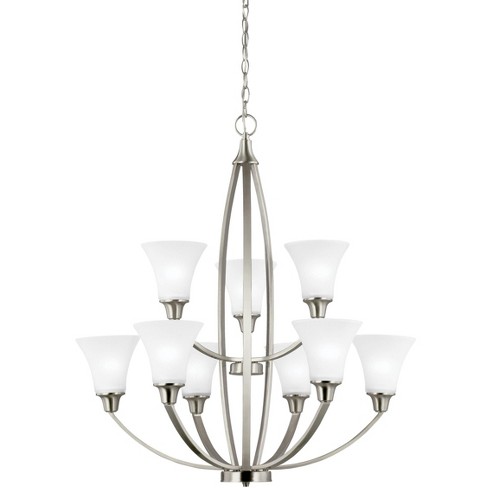 Generation Lighting Metcalf 9 Lights Brushed Nickel Chandelier : Target