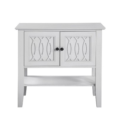 Naples Transitional White Wood Server with Overlapping Ring Design