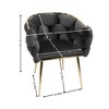 GustoWave 28'' Velvet Accent Chair with Gold Legs, Leisure Velvet Single Sofa Chair, Lazy Person Household Dresser Stool, Black - 2 of 4