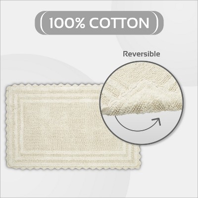 Ivory Crochet Cotton Tufted Reversible Bath Rug Set