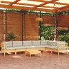 vidaXL 8 Piece Patio Lounge Set - Solid Pinewood Frame with Cream Cushions - Modular Configurable Outdoor Furniture for Garden and Patio - 2 of 4
