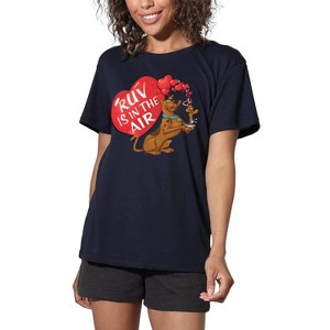 Scooby Doo! Valentine's Day Ruv is in the Air Women's Loose T Shirt, Navy - 1 of 4